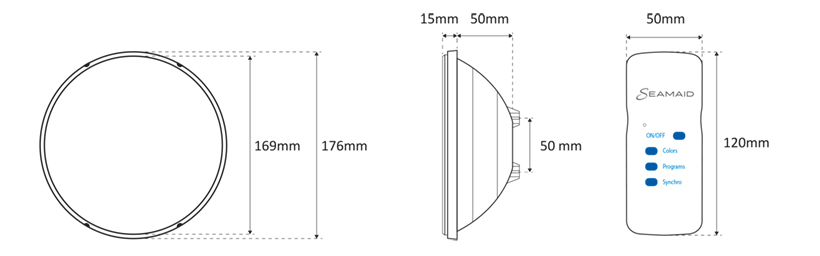 Lampada LED Seamaid PAR56 colorata Dimensioni