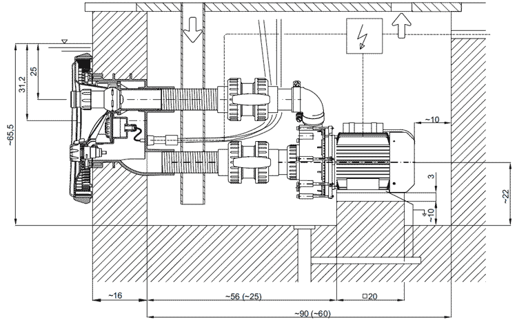 Schema interno del nuoto controcorrente Badu Jet Wave