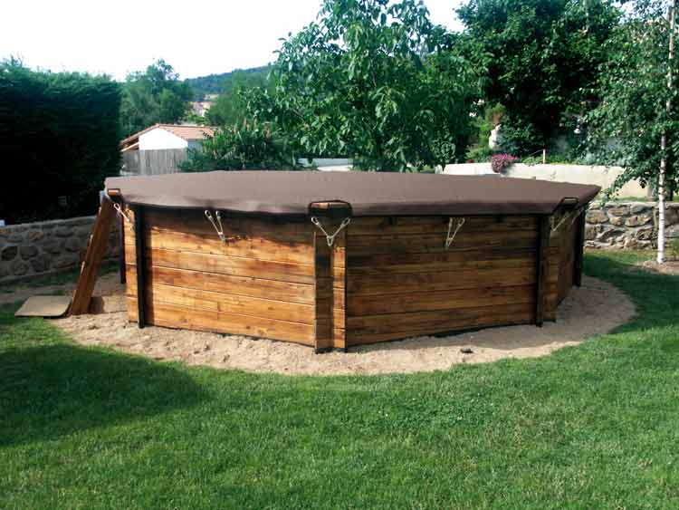 Copertura filtrante per piscine in legno Grille Wood