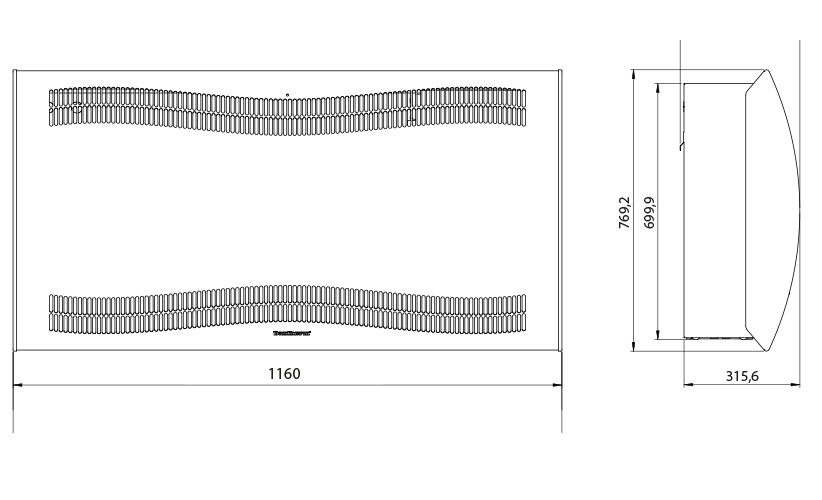 Dimensioni del deumidificatore espresse in mm