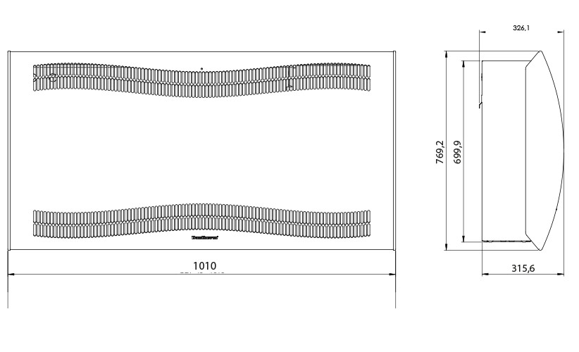 Dimensioni del deumidificatore espresse in mm