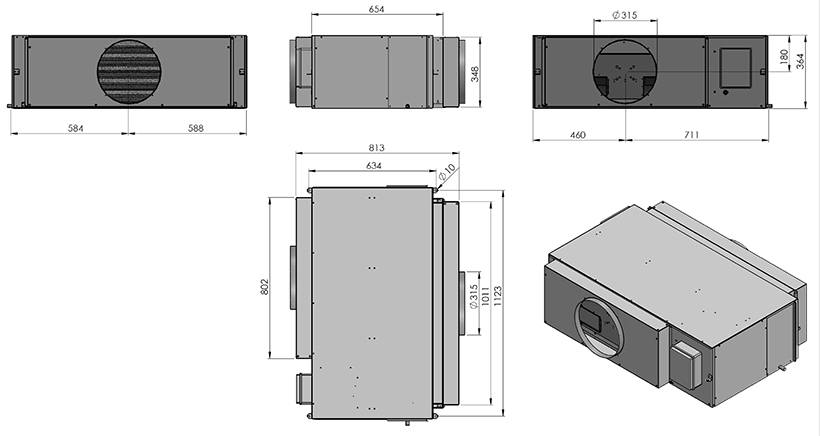 Dimensioni Deumidificatore canalizzato Teddington DTF126