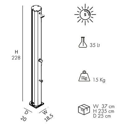 Dimensioni Doccia solare Big Jolly A320