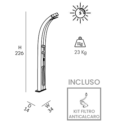 Dimensioni Doccia solare Dada D340