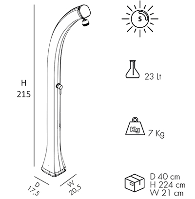 Dimensioni doccia solare Happy H100