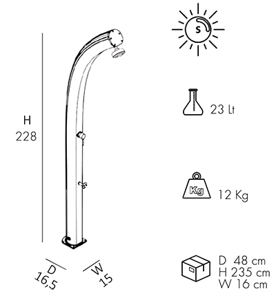 Dimensioni Doccia solare Jolly A520