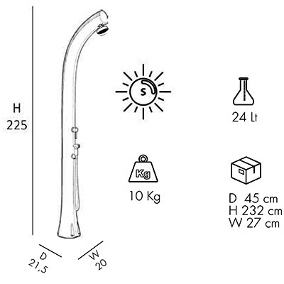 Dimensioni Doccia solare Jolly Plus B540 Top Line 