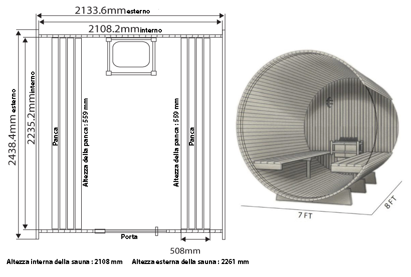 Dimensioni della sauna LEWISBURG