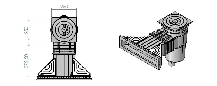 Dimensioni dello skimmer espresse in mm