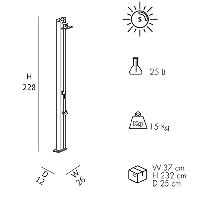 Dimensioni Doccia solare Spring S A220