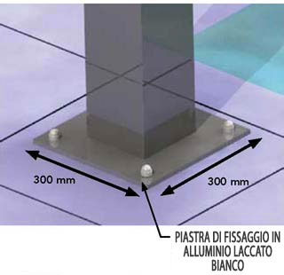 Piastra di fissaggio in alluminio laccato bianco