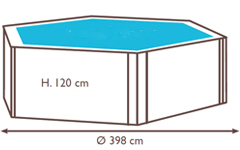 Dimensioni della piscina Tropic diam. 398 cm