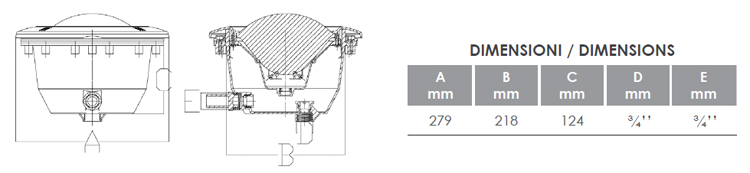 Dimensioni del faro espresse in mm