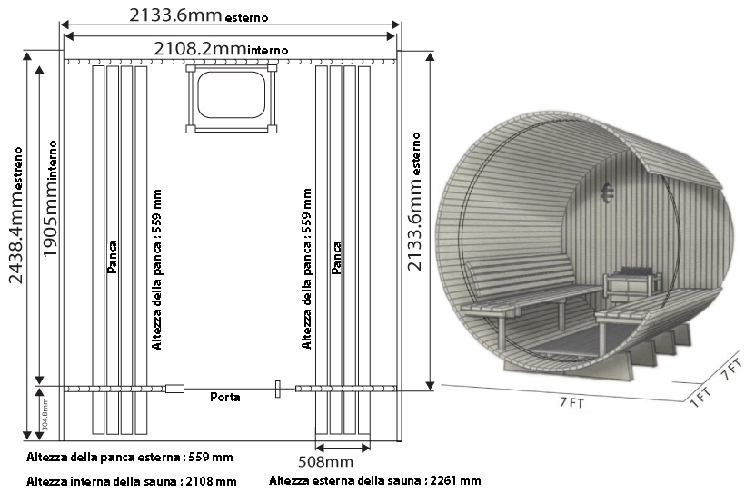 Dimensioni della sauna Grandview